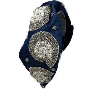 269. The Denim Nautilus Shell Beaded Headband
